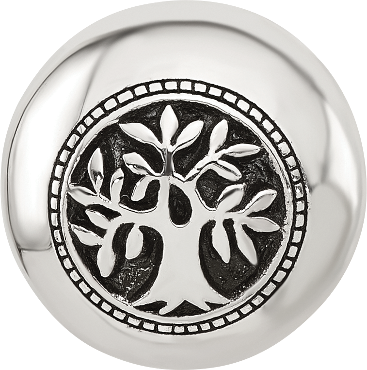 Sterling Silver Reflections Polished Circle Tree of Life Hinged Bead