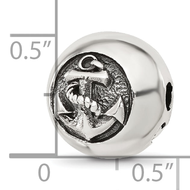 Sterling Silver Reflections Polished Circle Anchor Hinged Bead