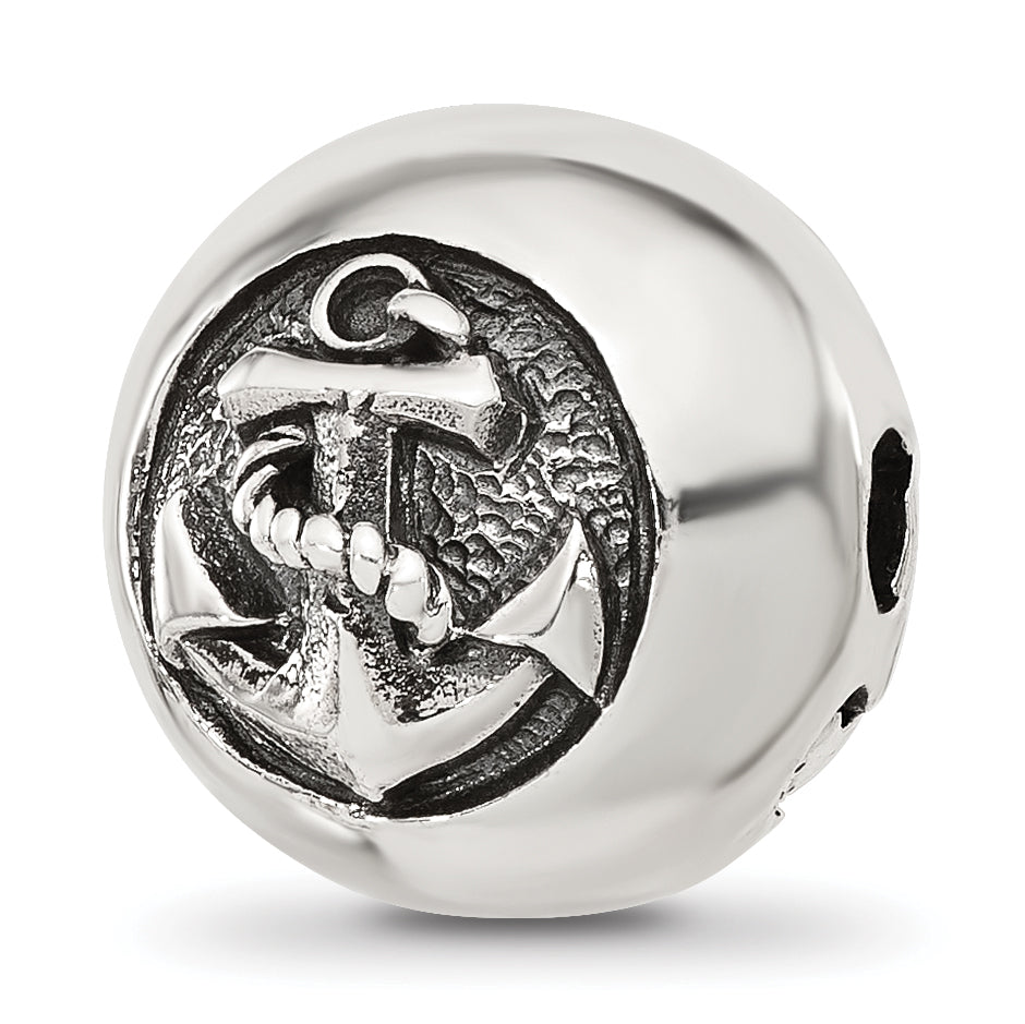 Sterling Silver Reflections Polished Circle Anchor Hinged Bead