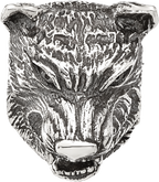 Sterling Silver Reflections Polished Wolf Head Hinged Bead