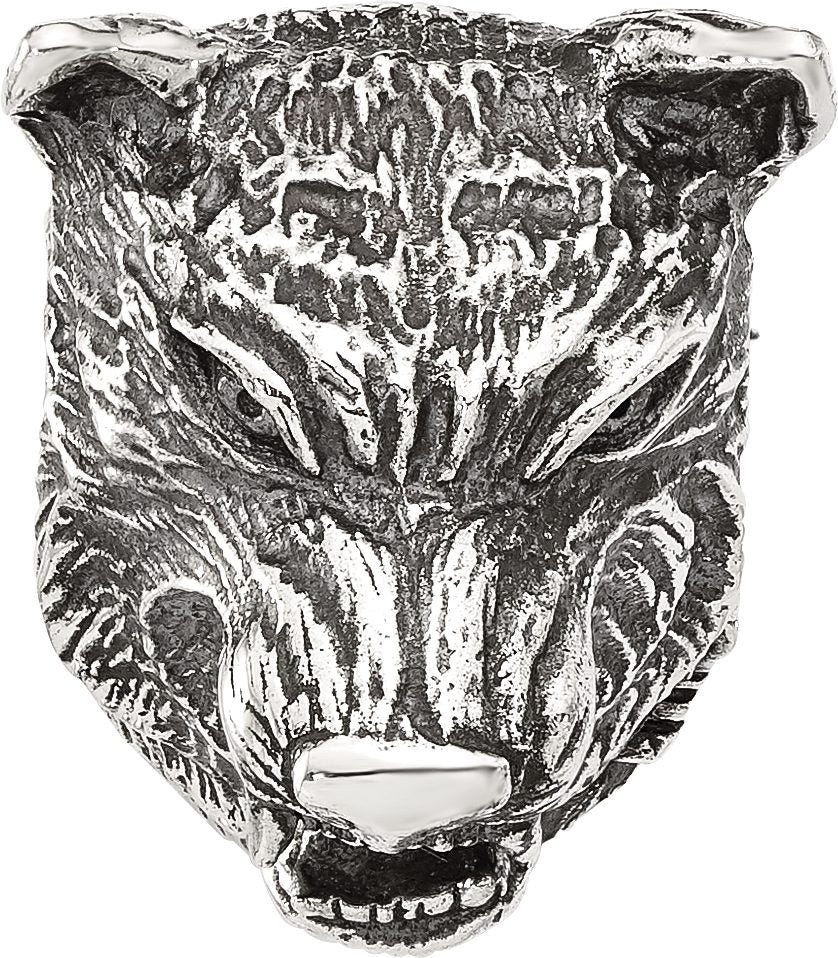 Reflection Beads Sterling Silver Polished Wolf Head Hinged Bead - Sophia Jewelers