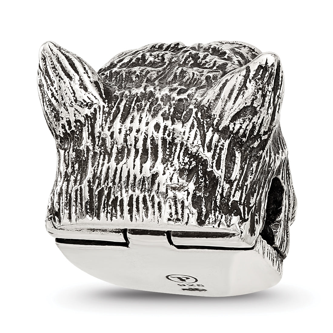 Sterling Silver Reflections Polished Wolf Head Hinged Bead
