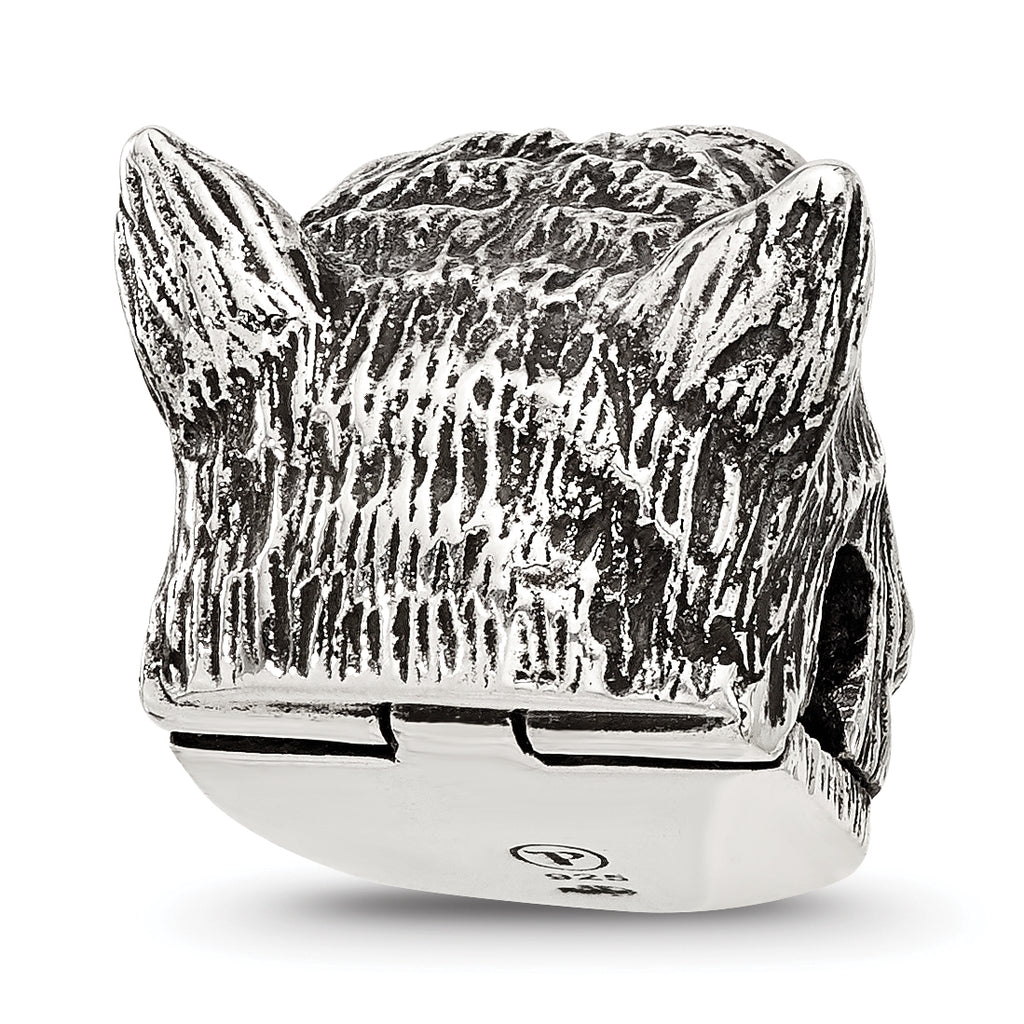 Sterling Silver Reflections Polished Wolf Head Hinged Bead