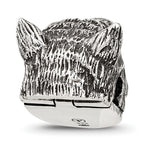 Sterling Silver Reflections Polished Wolf Head Hinged Bead