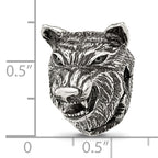Sterling Silver Reflections Polished Wolf Head Hinged Bead