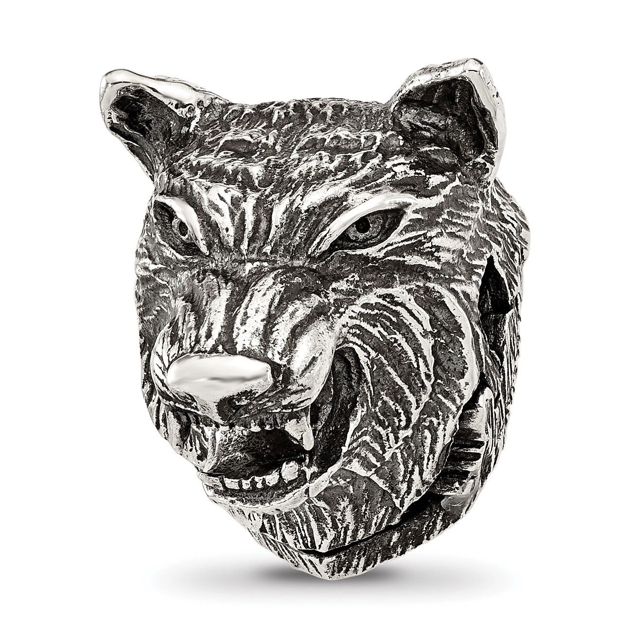 Sterling Silver Reflections Polished Wolf Head Hinged Bead Main image