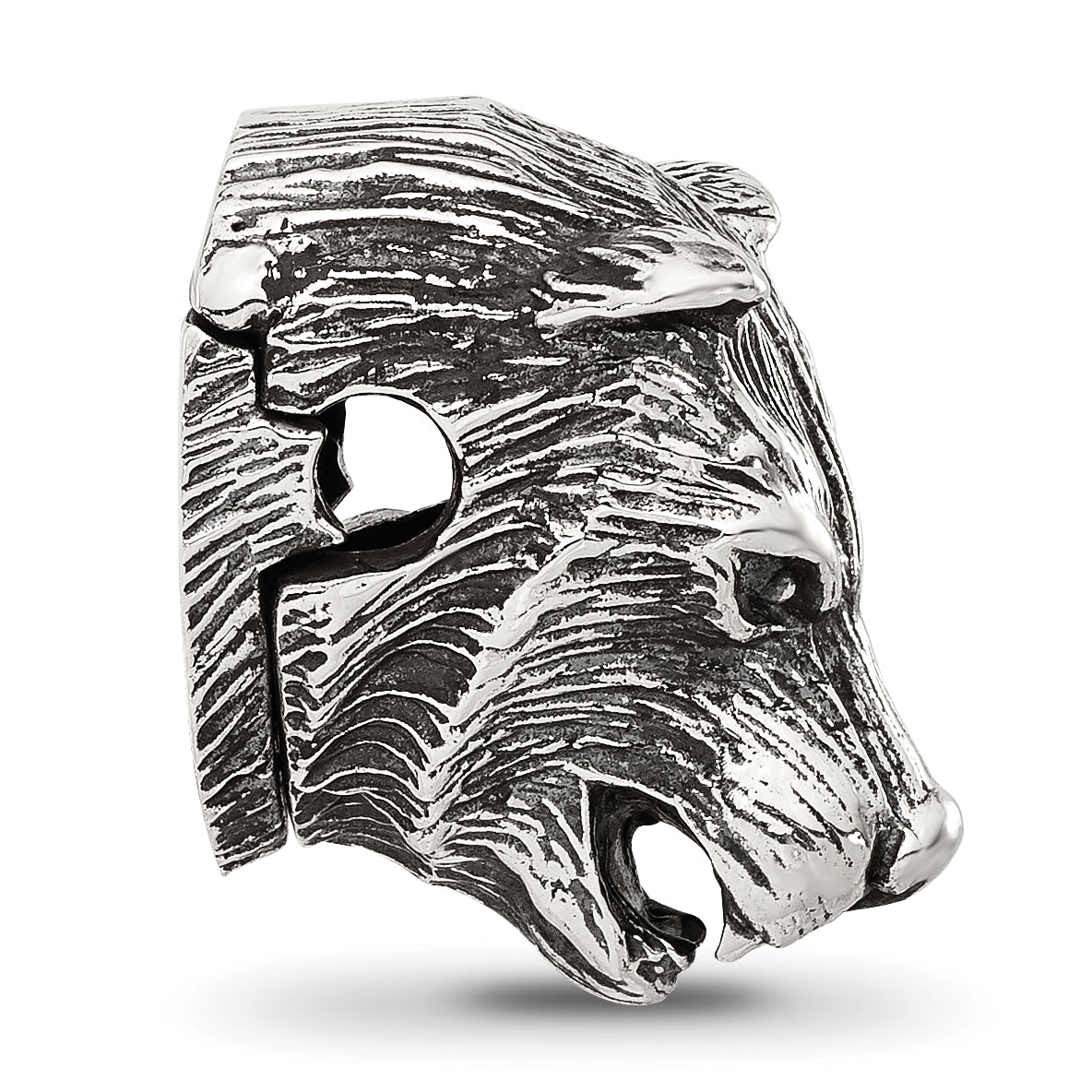 Sterling Silver Reflections Polished Bear Head Hinged Bead Secondary image