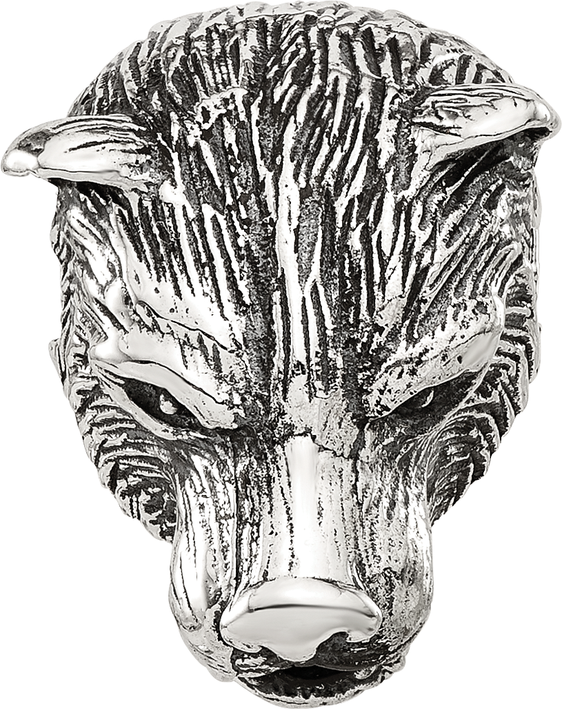 Sterling Silver Reflections Polished Bear Head Hinged Bead
