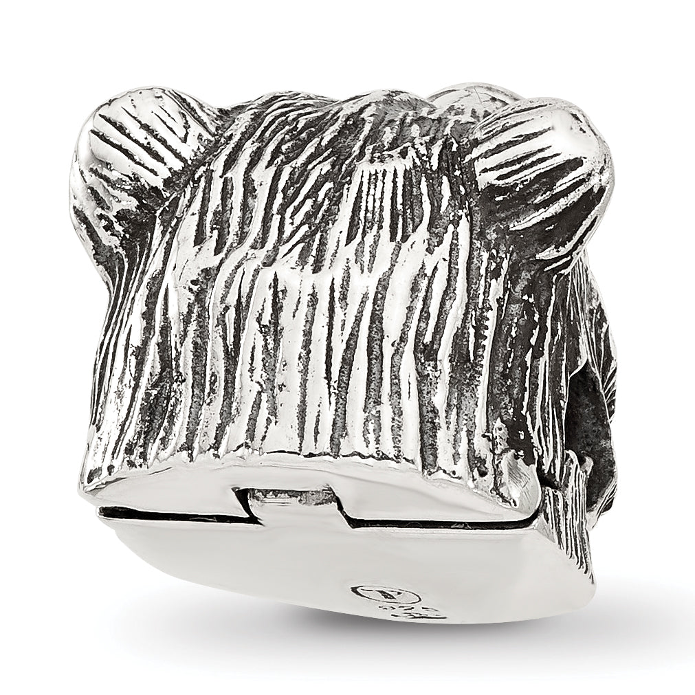 Sterling Silver Reflections Polished Bear Head Hinged Bead
