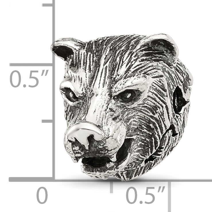 Sterling Silver Reflections Polished Bear Head Hinged Bead
