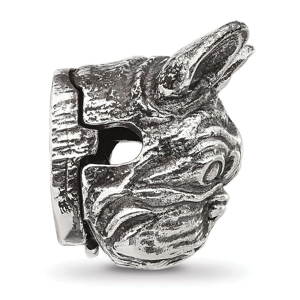 Sterling Silver Reflections Antiqued Bulldog Head Hinged Bead Secondary image