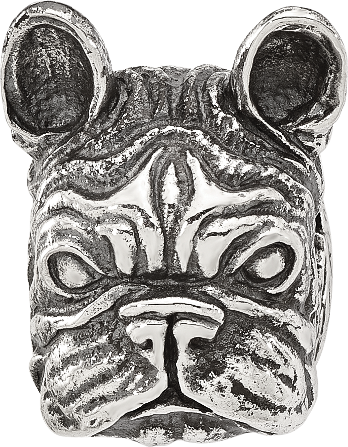 Sterling Silver Reflections Antiqued Bulldog Head Hinged Bead