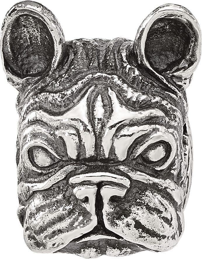 Reflection Beads Sterling Silver Antiqued Bulldog Head Hinged Bead - Sophia Jewelers