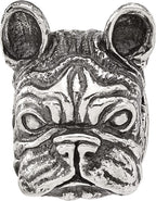 Reflection Beads Sterling Silver Antiqued Bulldog Head Hinged Bead - Sophia Jewelers