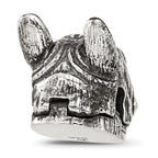 Sterling Silver Reflections Antiqued Bulldog Head Hinged Bead