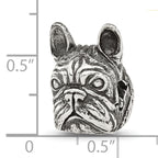 Sterling Silver Reflections Antiqued Bulldog Head Hinged Bead