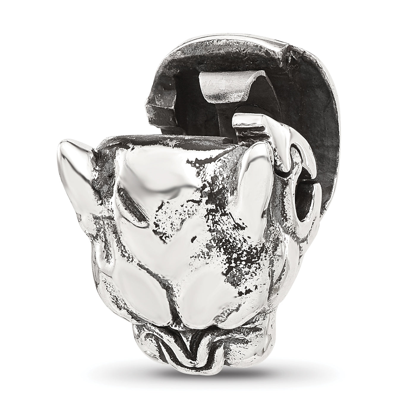 Sterling Silver Reflections Antiqued Panther Head Hinged Bead