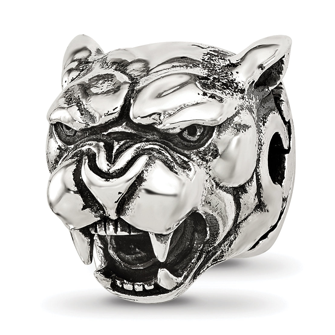 Sterling Silver Reflections Antiqued Panther Head Hinged Bead Main image