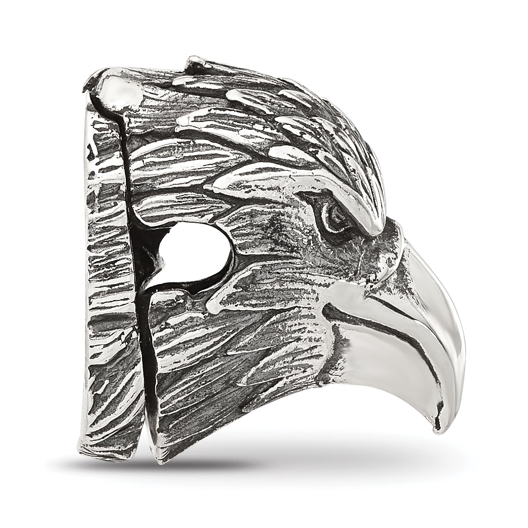 Sterling Silver Reflections Antiqued Eagle Head Hinged Bead Secondary image