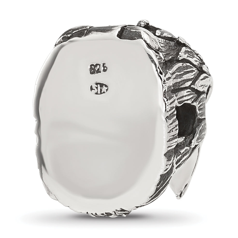 Sterling Silver Reflections Antiqued Eagle Head Hinged Bead