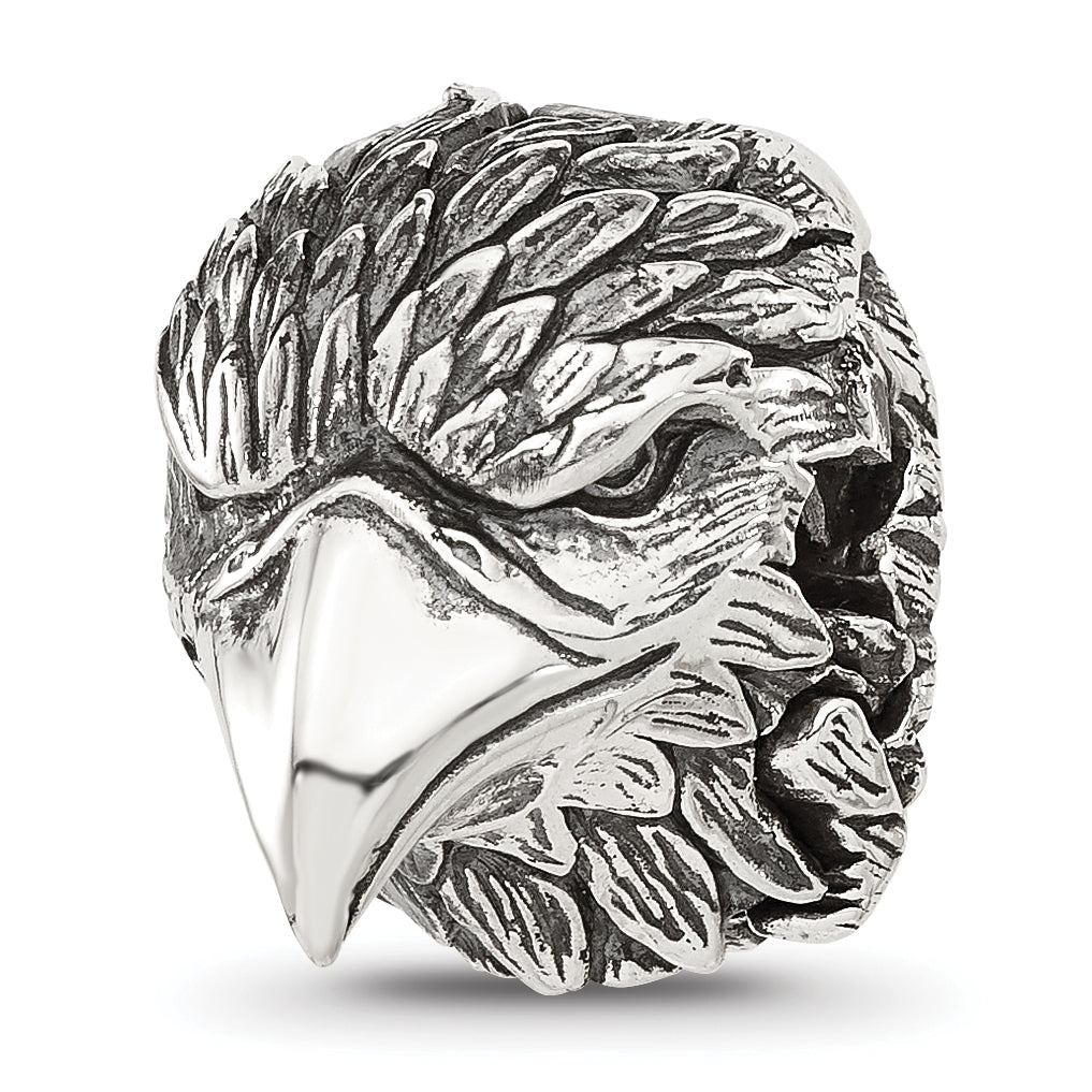 Sterling Silver Reflections Antiqued Eagle Head Hinged Bead Main image