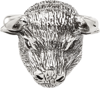 Sterling Silver Reflections Antiqued Fighting Bull Head Hinged Bead