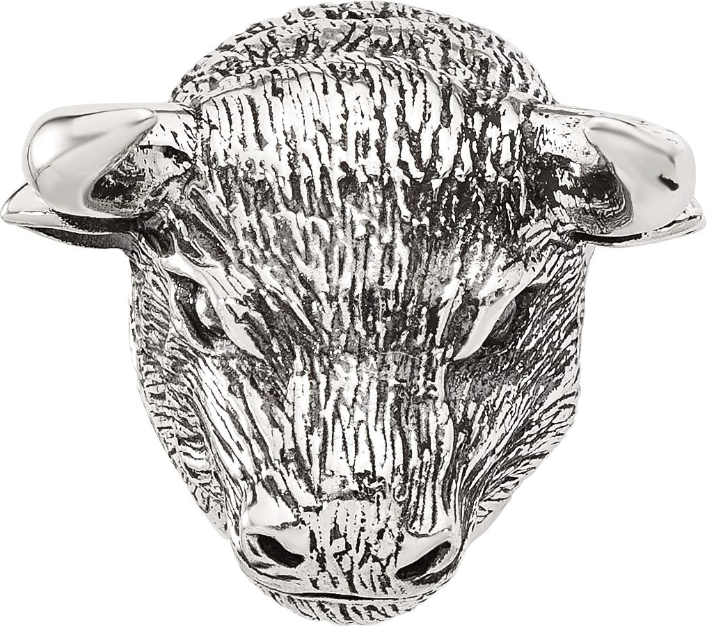 Reflection Beads Sterling Silver Antiqued Fighting Bull Head Hinged Bead - Sophia Jewelers