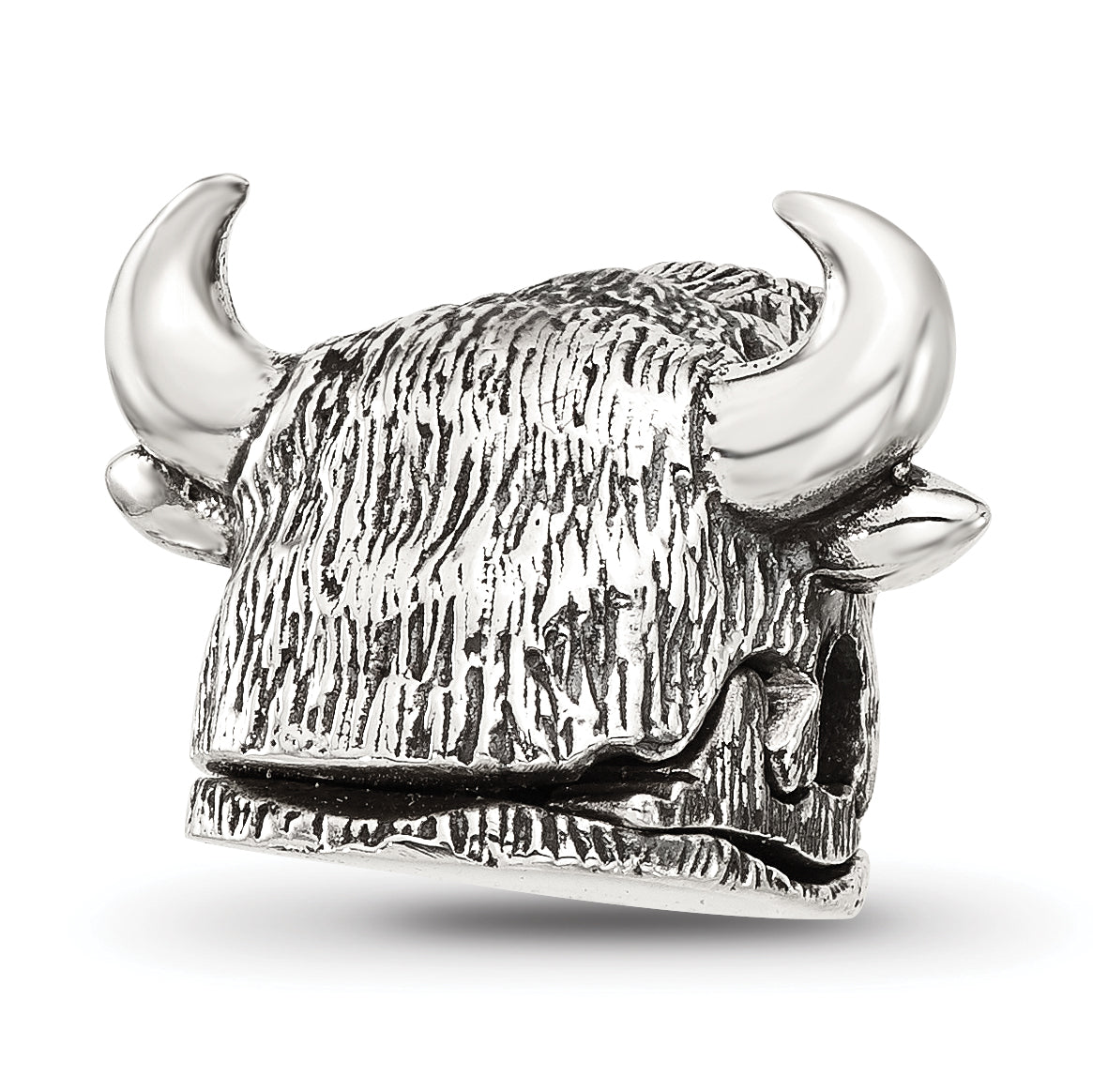 Sterling Silver Reflections Antiqued Fighting Bull Head Hinged Bead