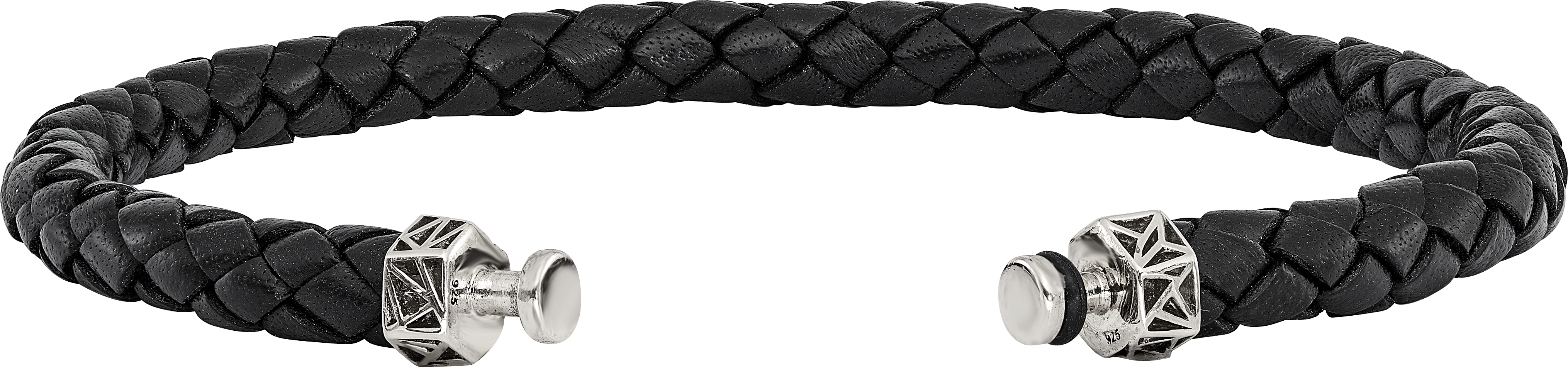 Sterling Silver Reflections 6mm Black Genuine Leather 8.5in Bracelet/Bead not included, sold seperately