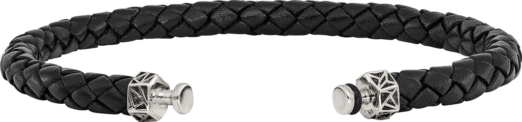 Sterling Silver Reflections 6mm Black Genuine Leather 8.5in Bracelet/Bead not included, sold seperately