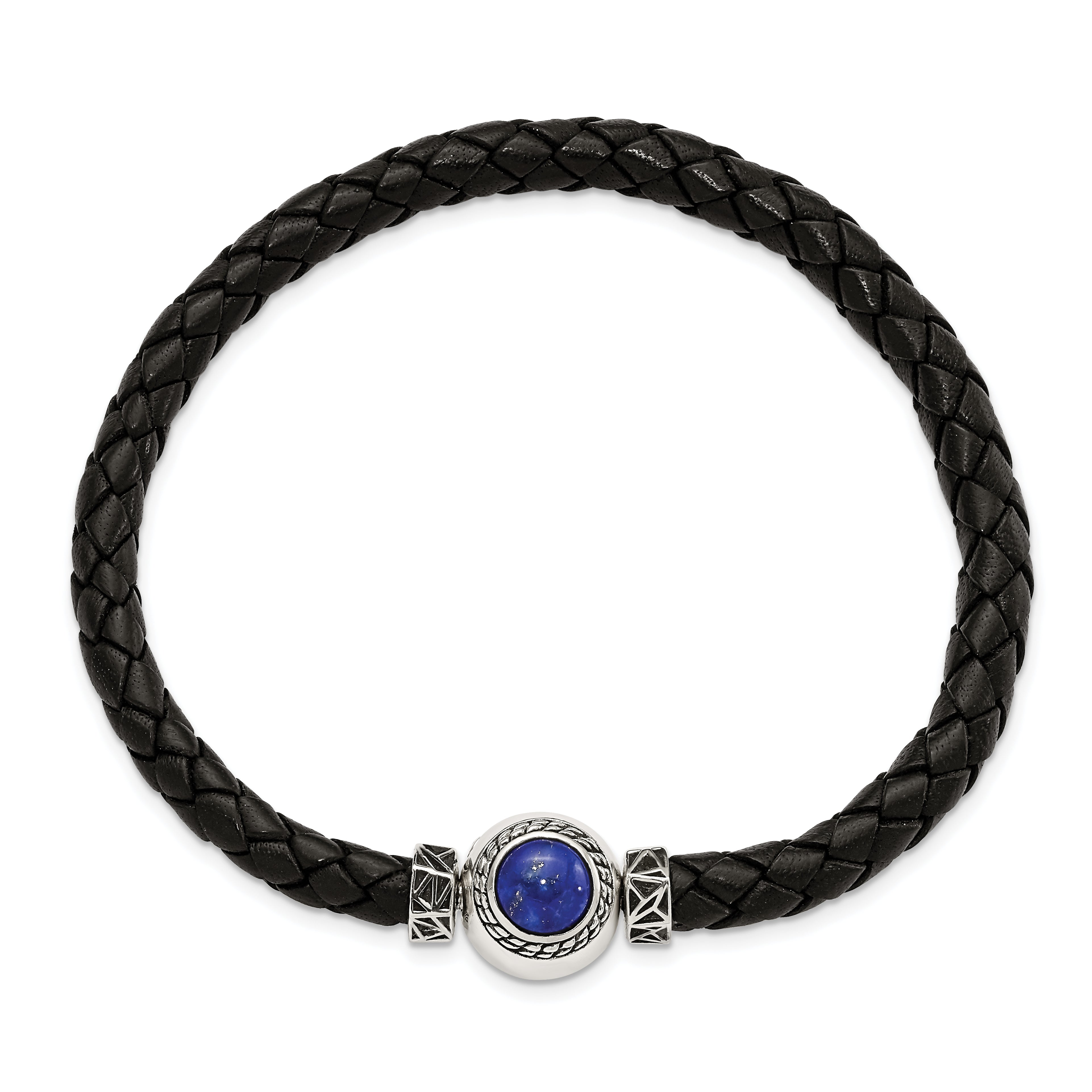 Sterling Silver Reflections 6mm Black Genuine Leather 8.5in Bracelet/Bead not included, sold seperately