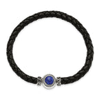 Sterling Silver Reflections 6mm Black Genuine Leather 8.5in Bracelet/Bead not included, sold seperately