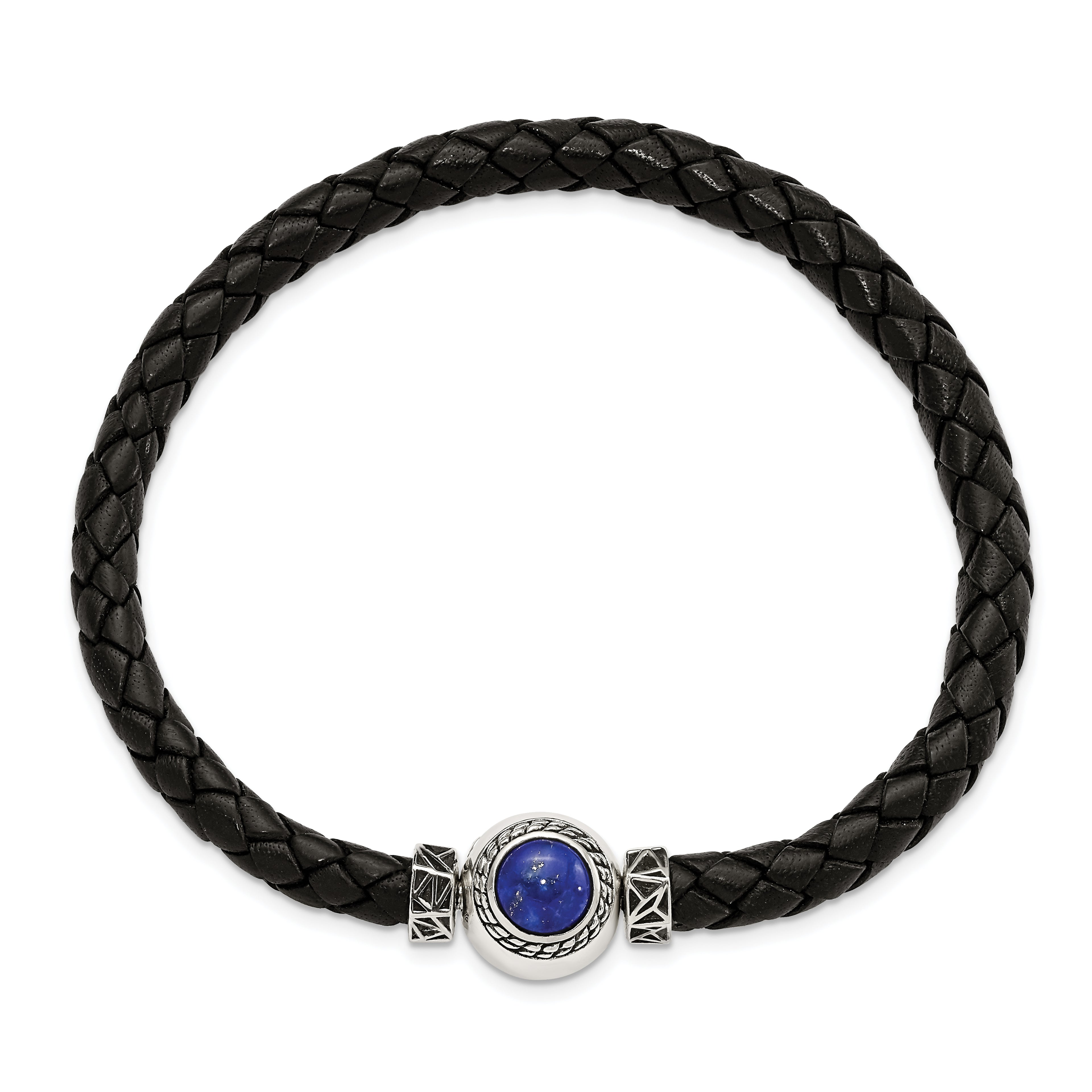 Sterling Silver Reflections 6mm Black Genuine Leather 8.5in Bracelet/Bead not included, sold seperately