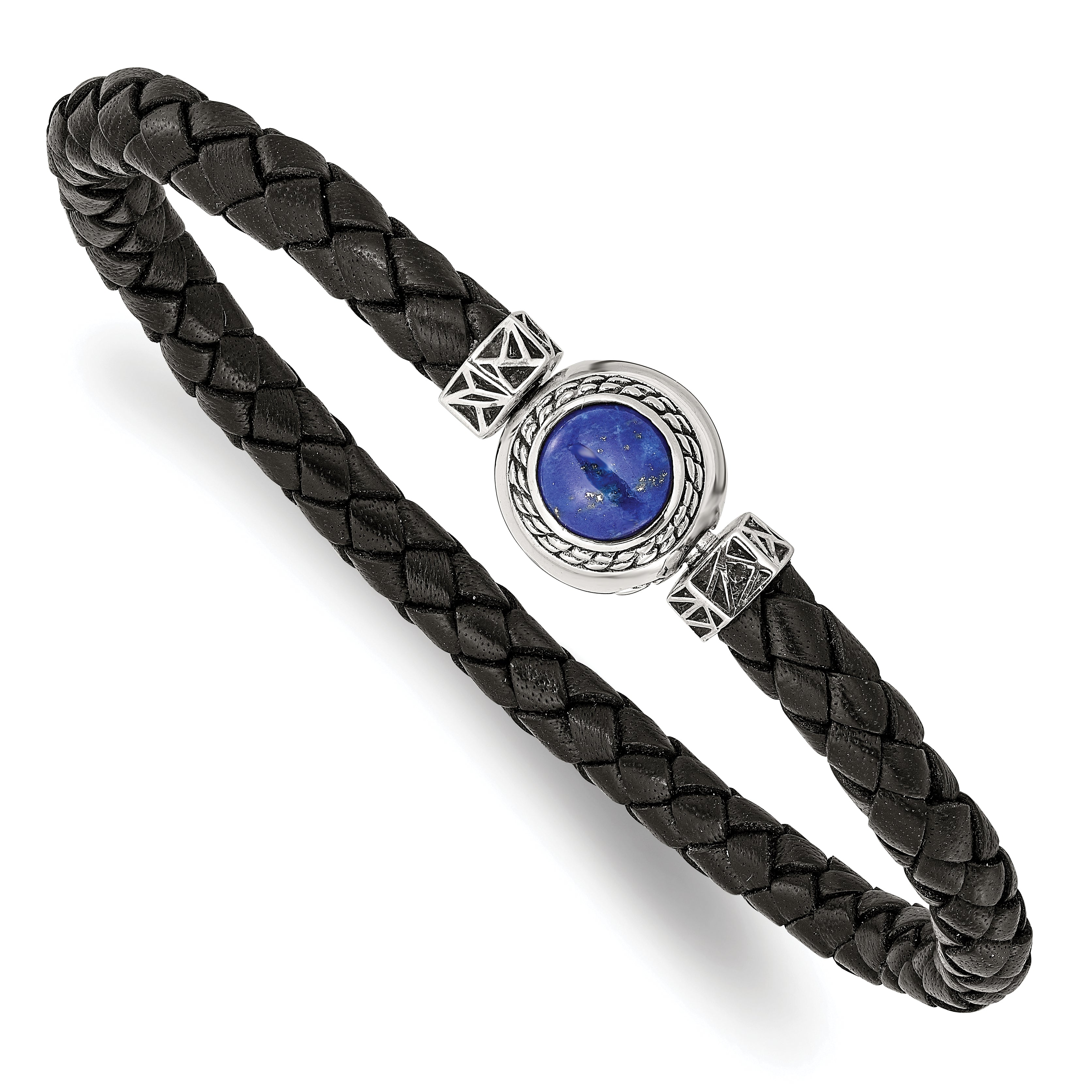 Sterling Silver Reflections 6mm Black Genuine Leather 8.5in Bracelet/Bead not included, sold seperately
