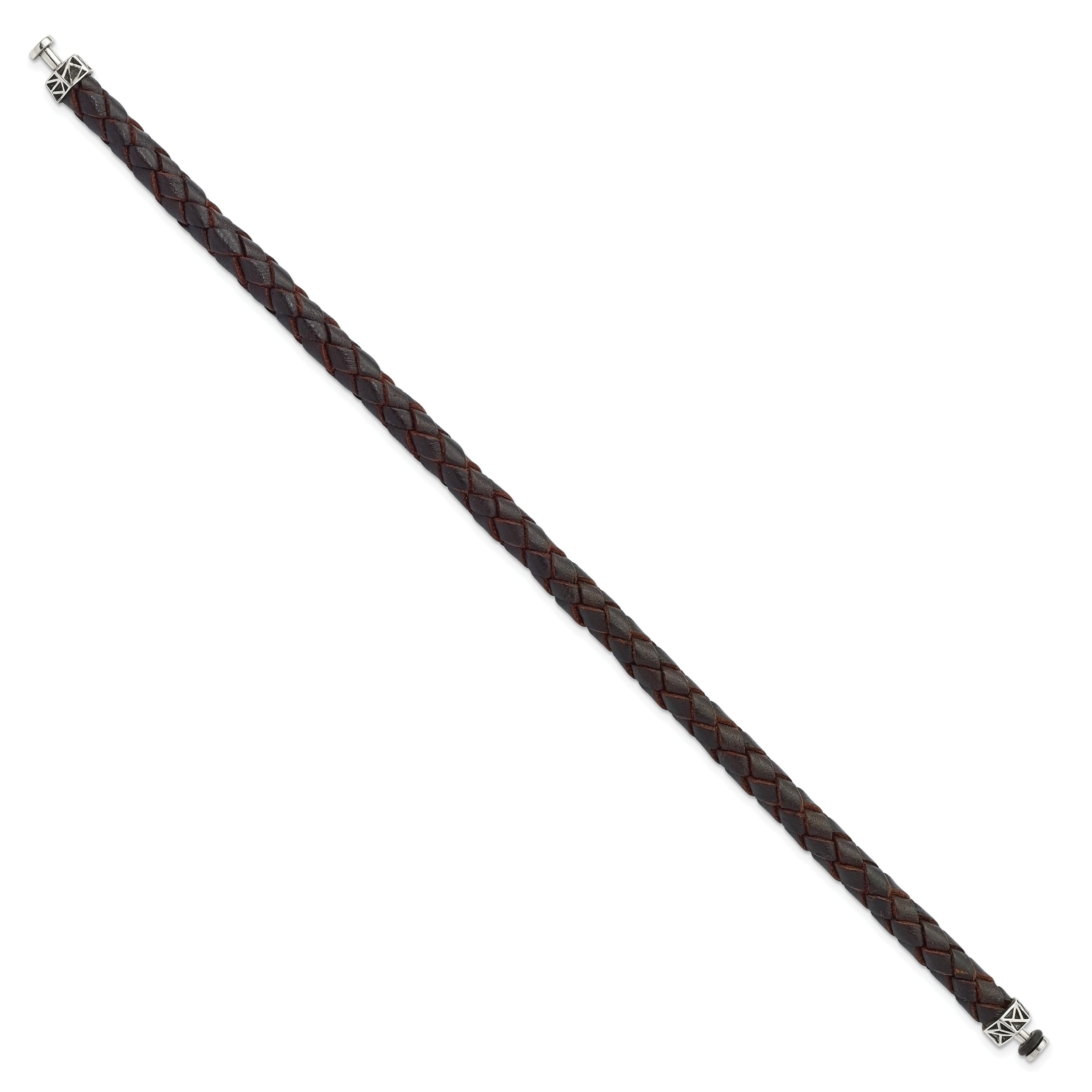 Sterling Silver Reflections 6mm Brown Gen. Leather 8.5in Bracelet/Bead not included, sold seperately
