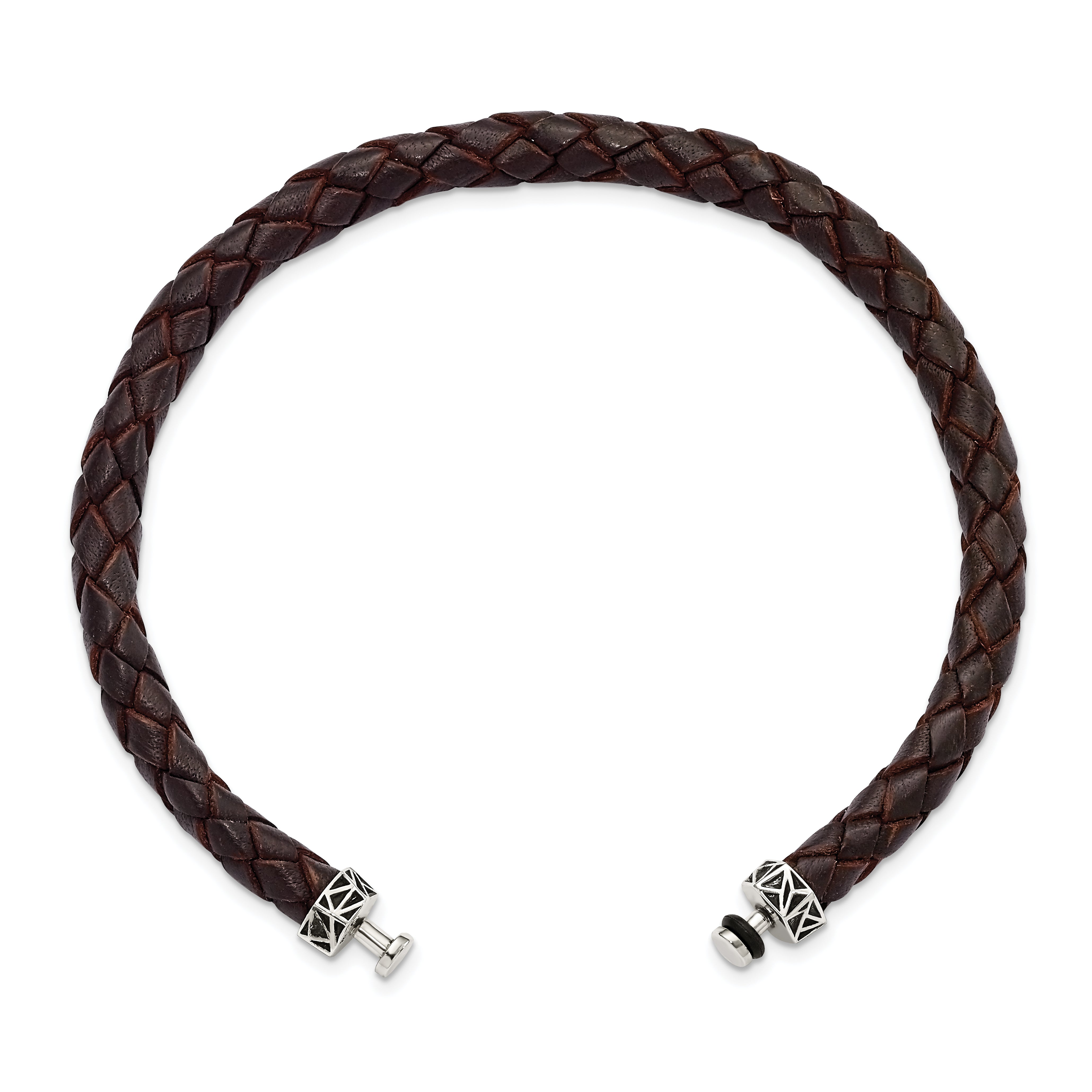 Sterling Silver Reflections 6mm Brown Gen. Leather 8.5in Bracelet/Bead not included, sold seperately