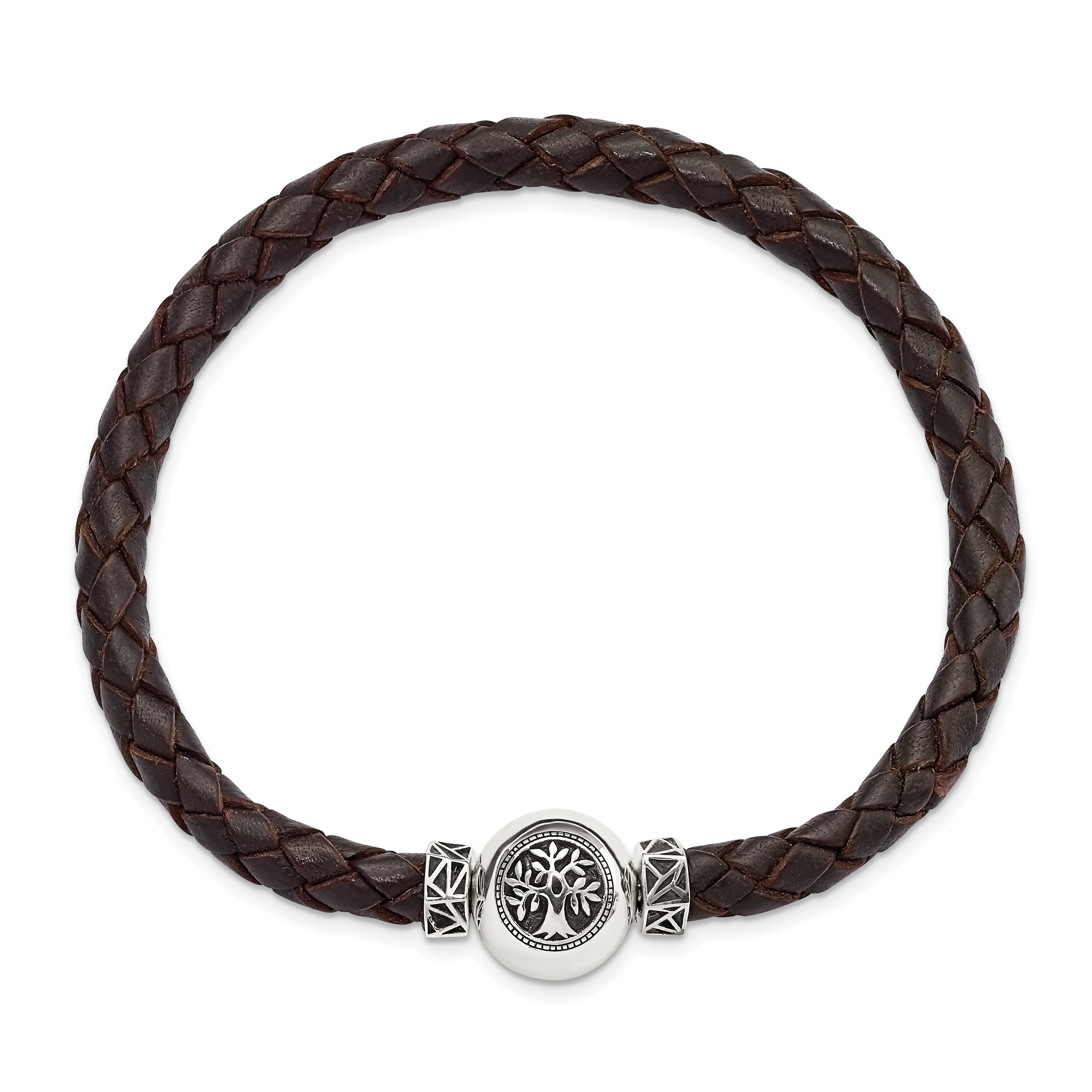 Sterling Silver Reflections 6mm Brown Gen. Leather 8.5in Bracelet/Bead not included, sold seperately