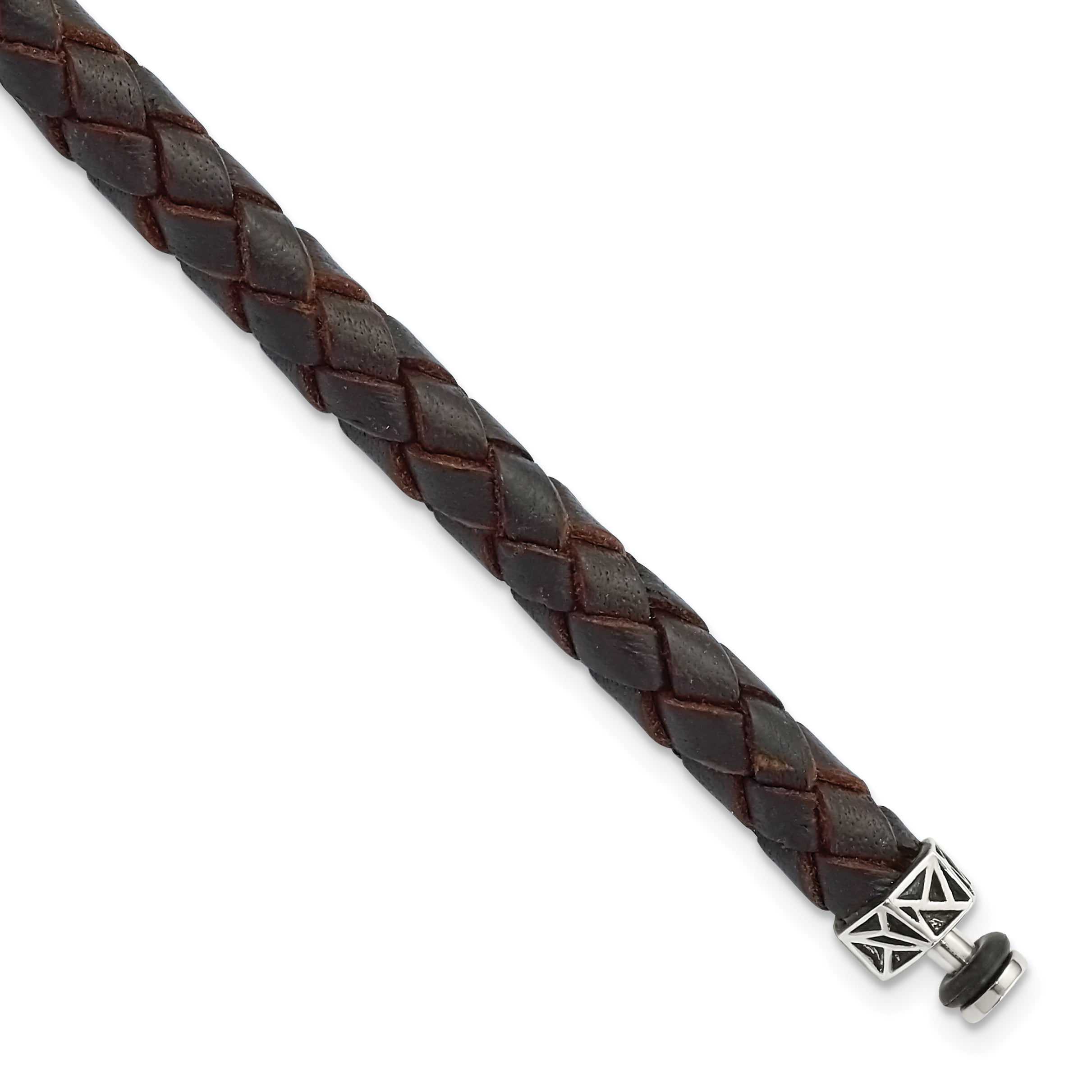 Sterling Silver Reflections 6mm Brown Gen. Leather 8in Bracelet/Bead not included, sold seperately Secondary image