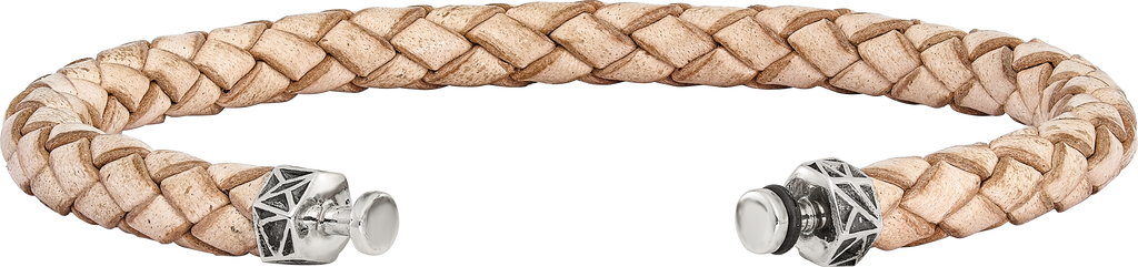 Sterling Silver Reflections 6mm Tan Gen. Leather 8.5in Bracelet/Bead not included, sold seperately