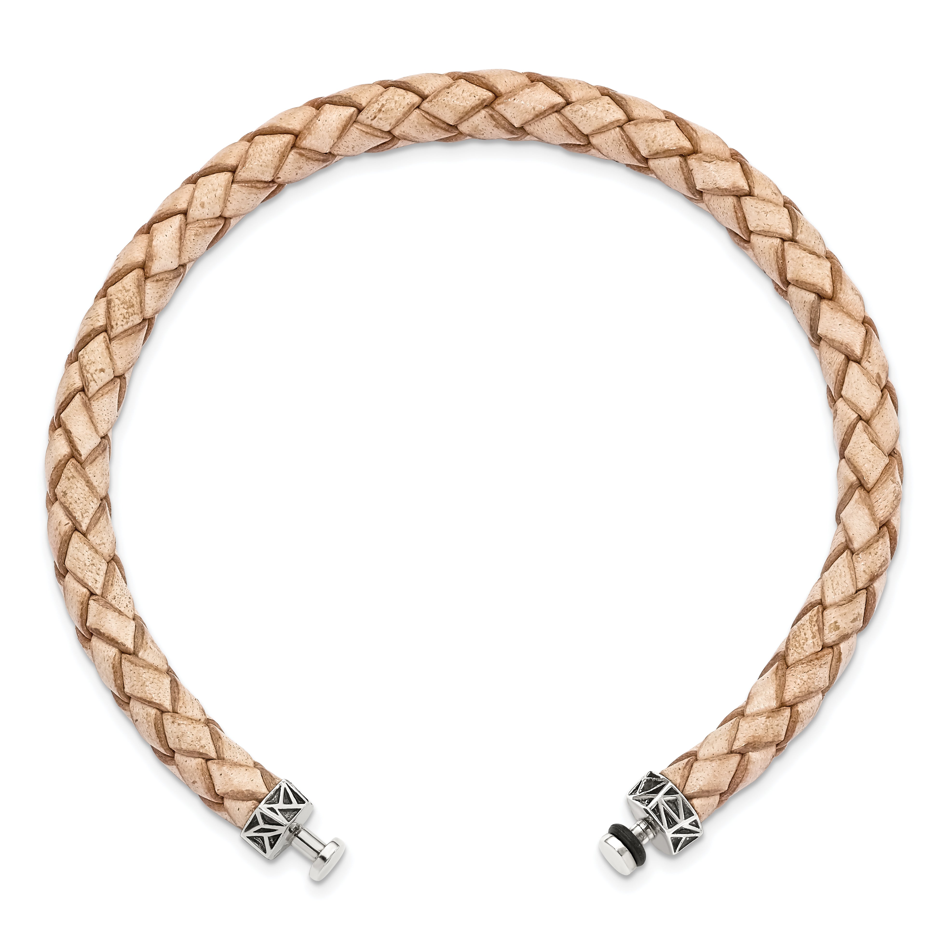 Sterling Silver Reflections 6mm Tan Gen. Leather 8.5in Bracelet/Bead not included, sold seperately