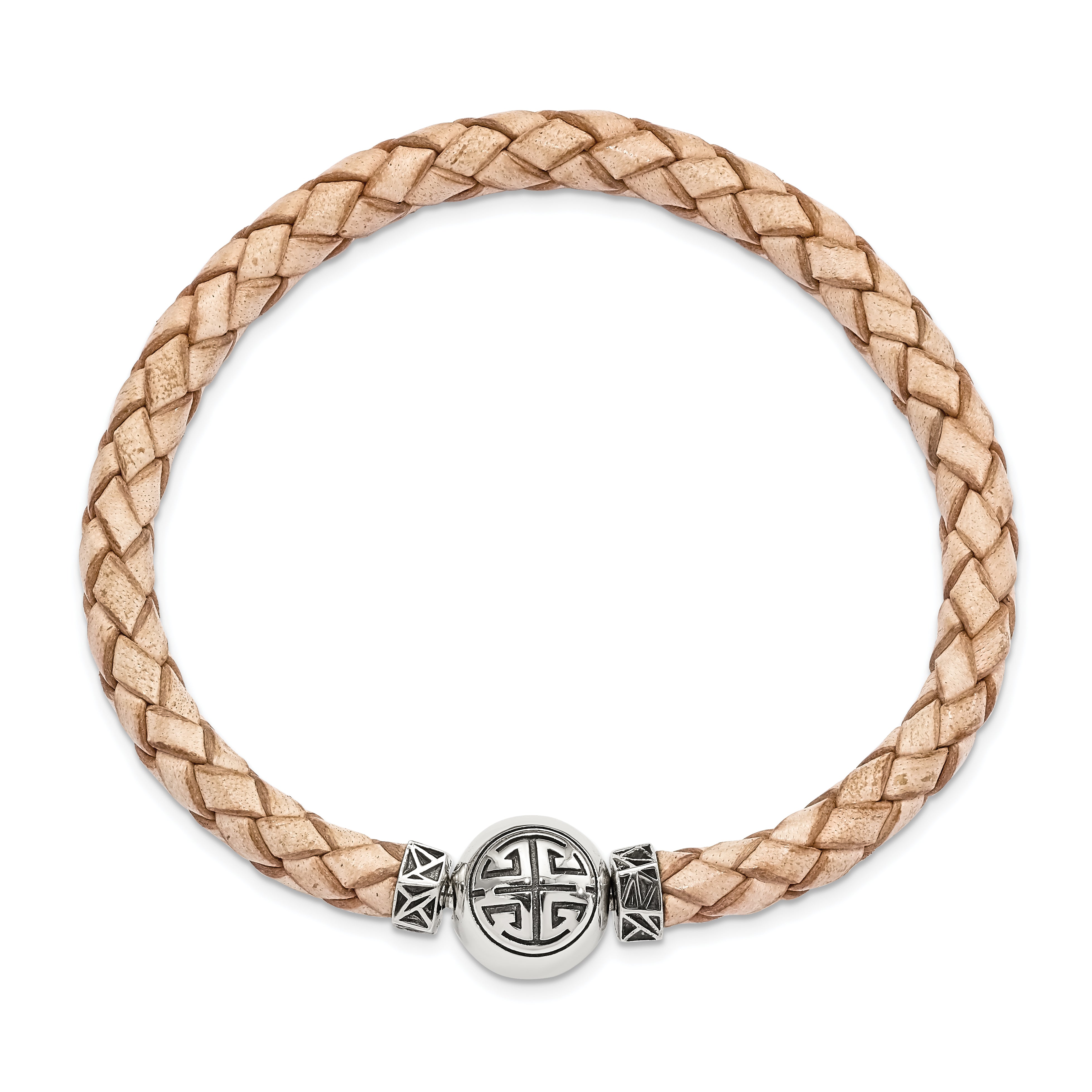 Sterling Silver Reflections 6mm Tan Gen. Leather 8.5in Bracelet/Bead not included, sold seperately