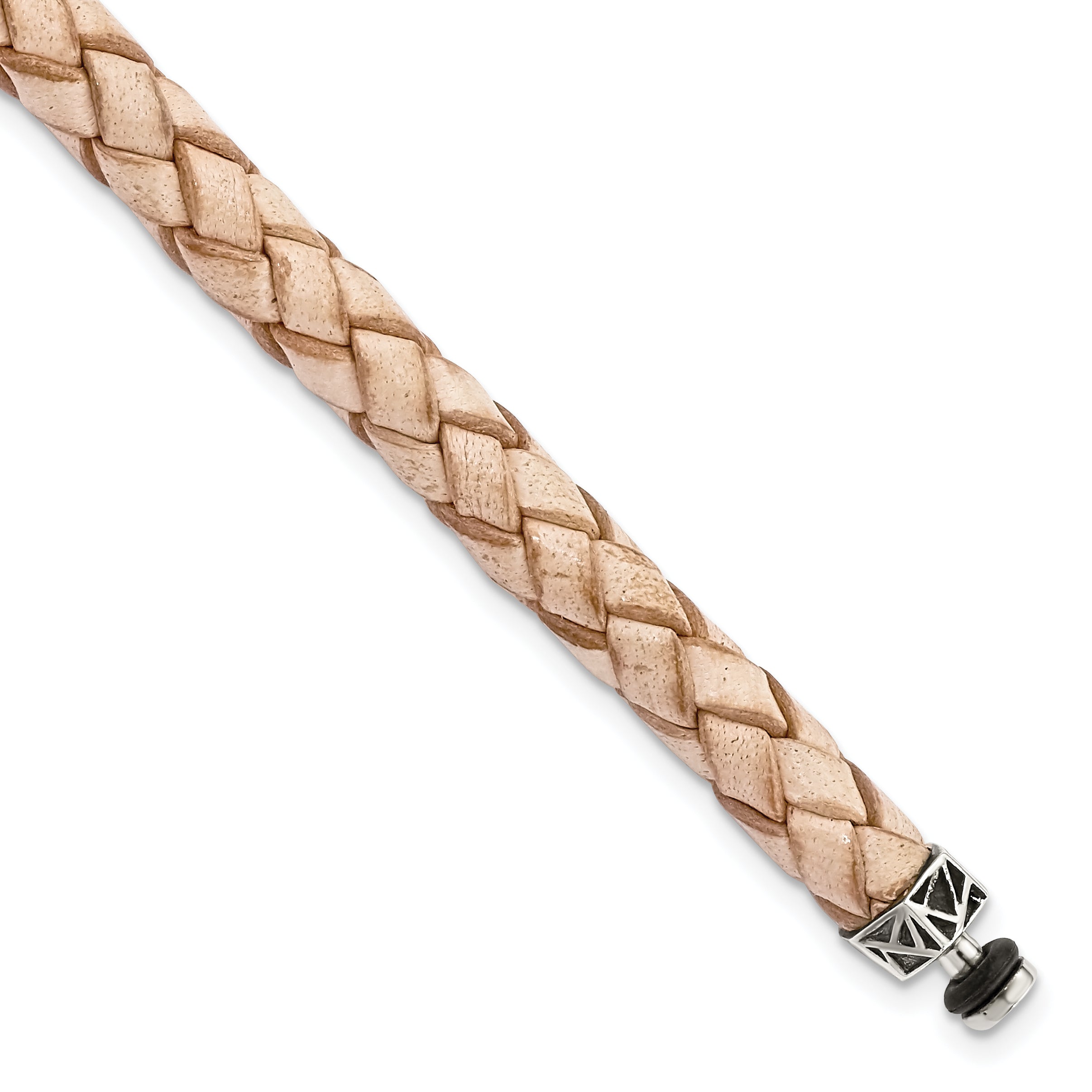 Sterling Silver Reflections 6mm Tan Gen. Leather 8in Bracelet/Bead not included, sold seperately Secondary image