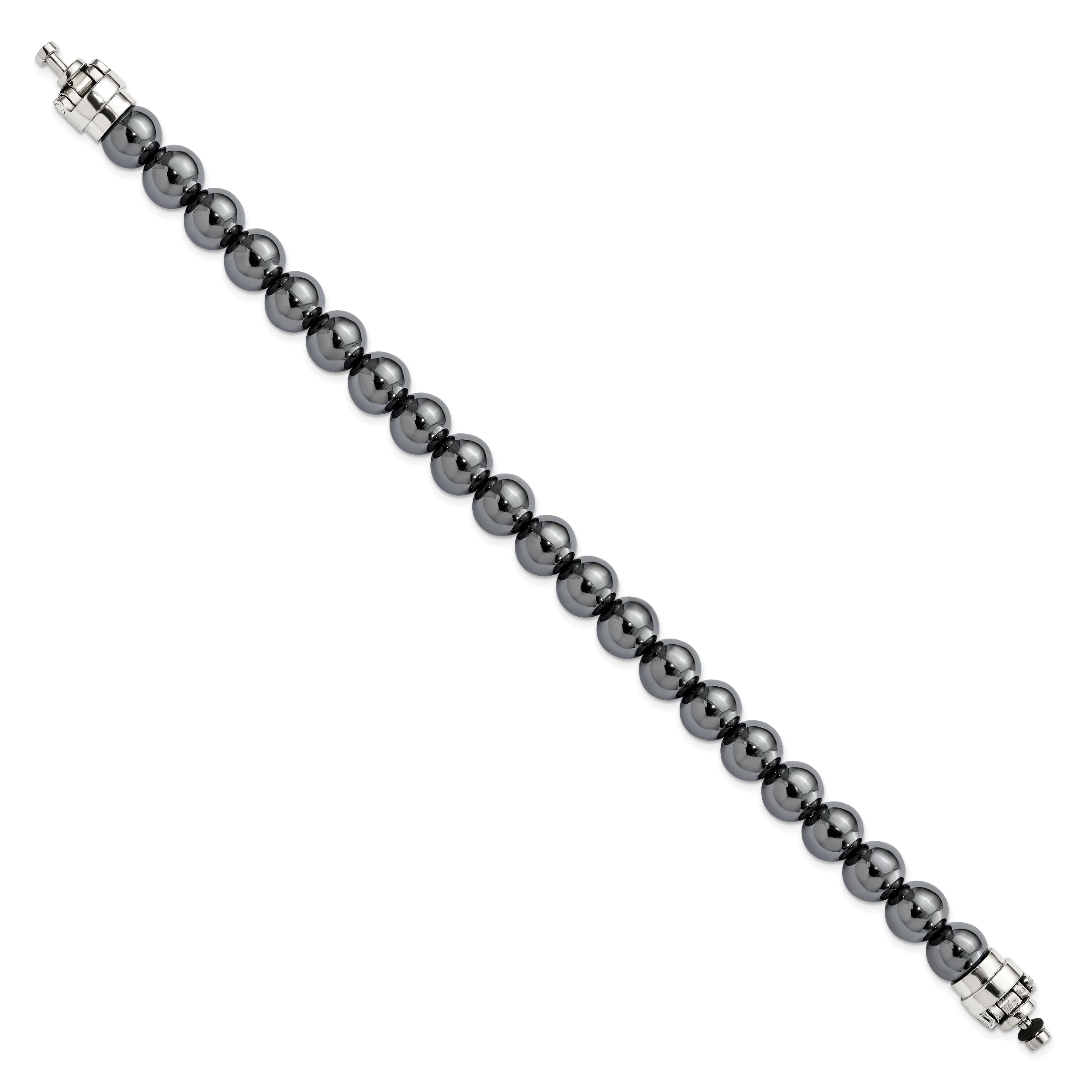 Sterling Silver Reflections 10mm Hematite Beaded 8.5in Bracelet/Bead not included, sold seperately