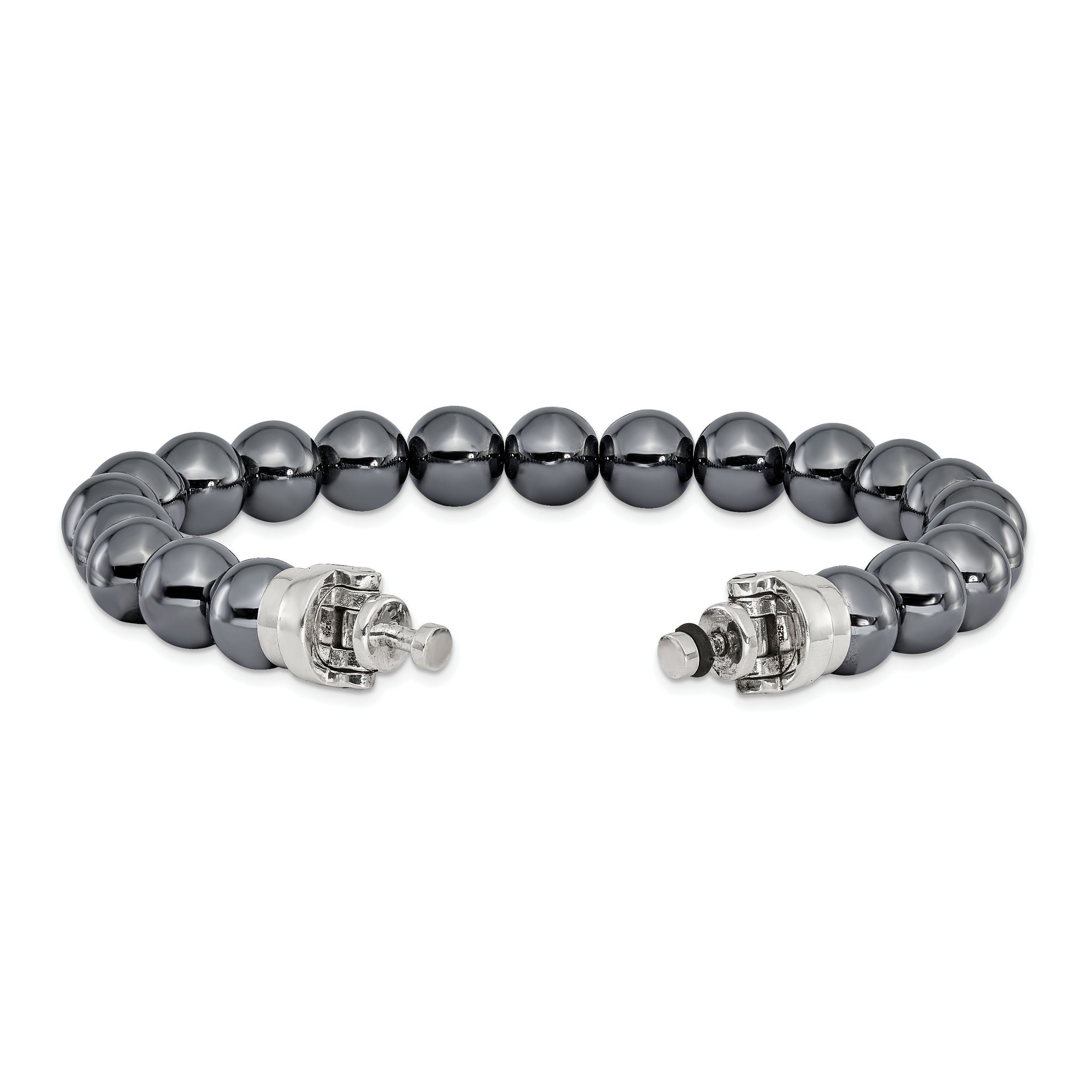 Sterling Silver Reflections 10mm Hematite Beaded 8.5in Bracelet/Bead not included, sold seperately