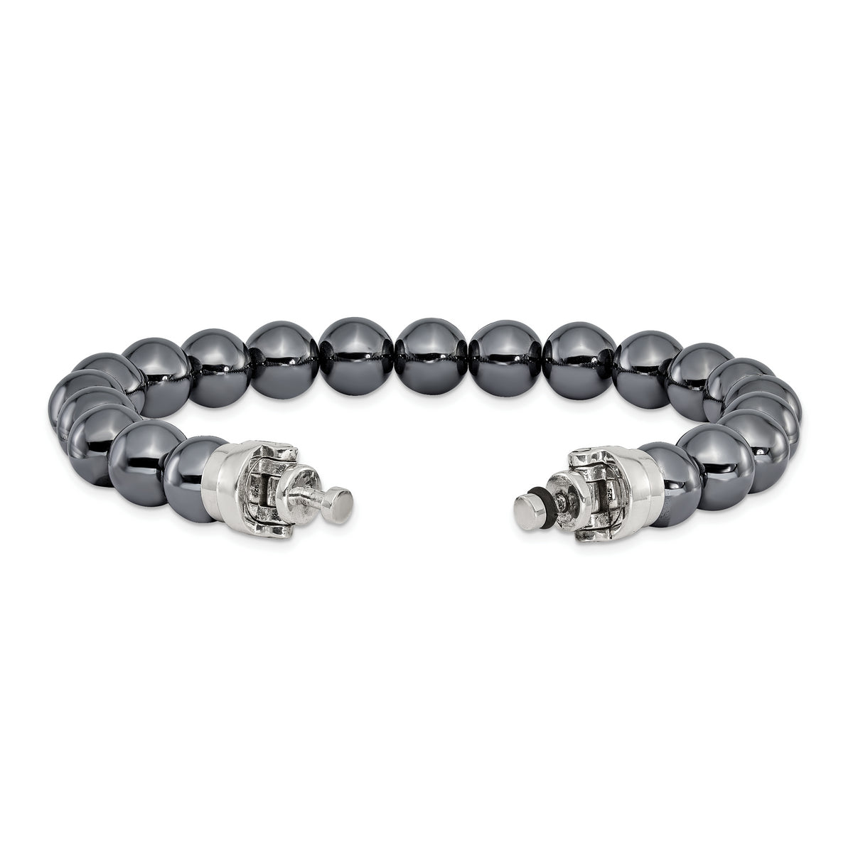 Sterling Silver Reflections 10mm Hematite Beaded 8.5in Bracelet/Bead not included, sold seperately