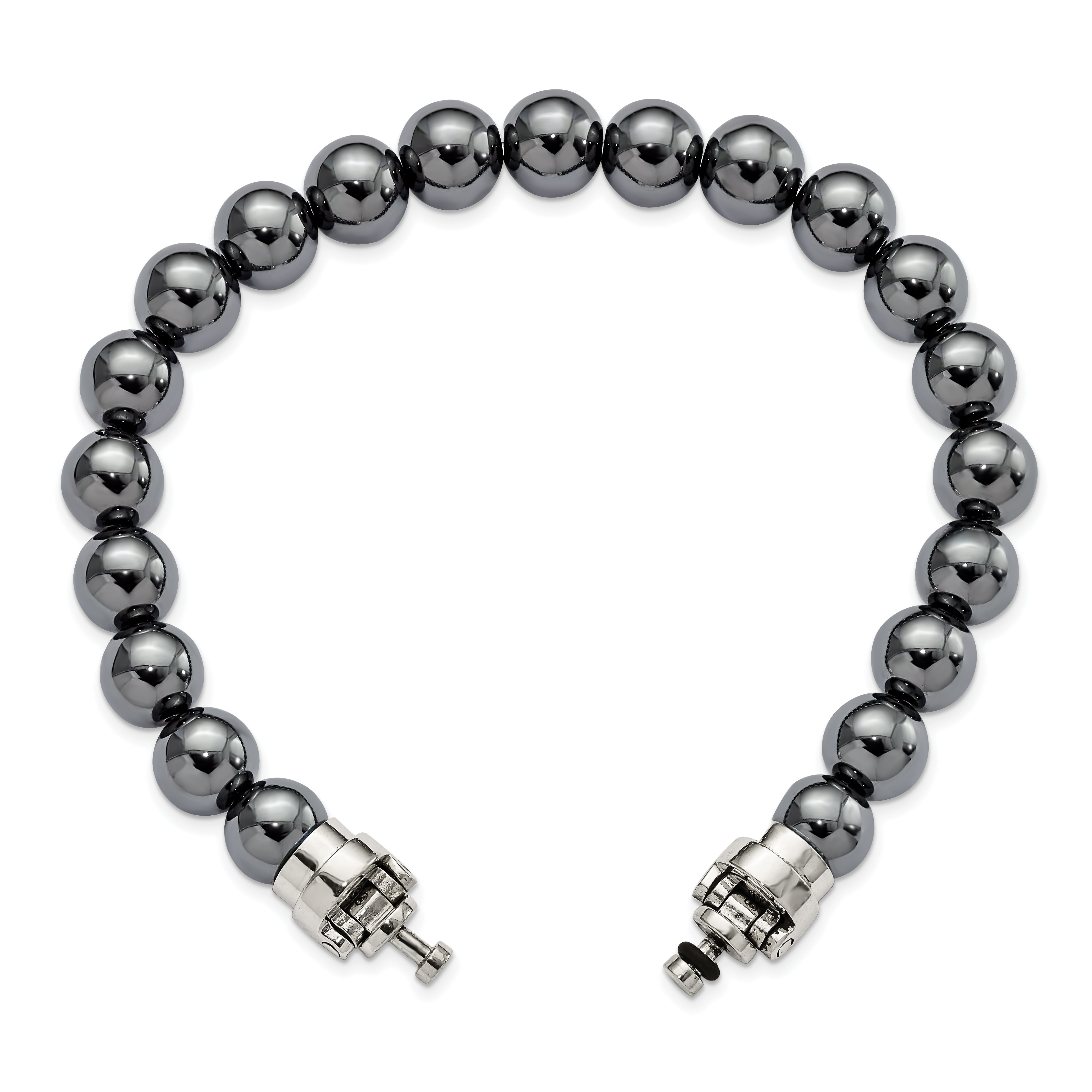 Sterling Silver Reflections 10mm Hematite Beaded 8in Bracelet/Bead not included, sold seperately