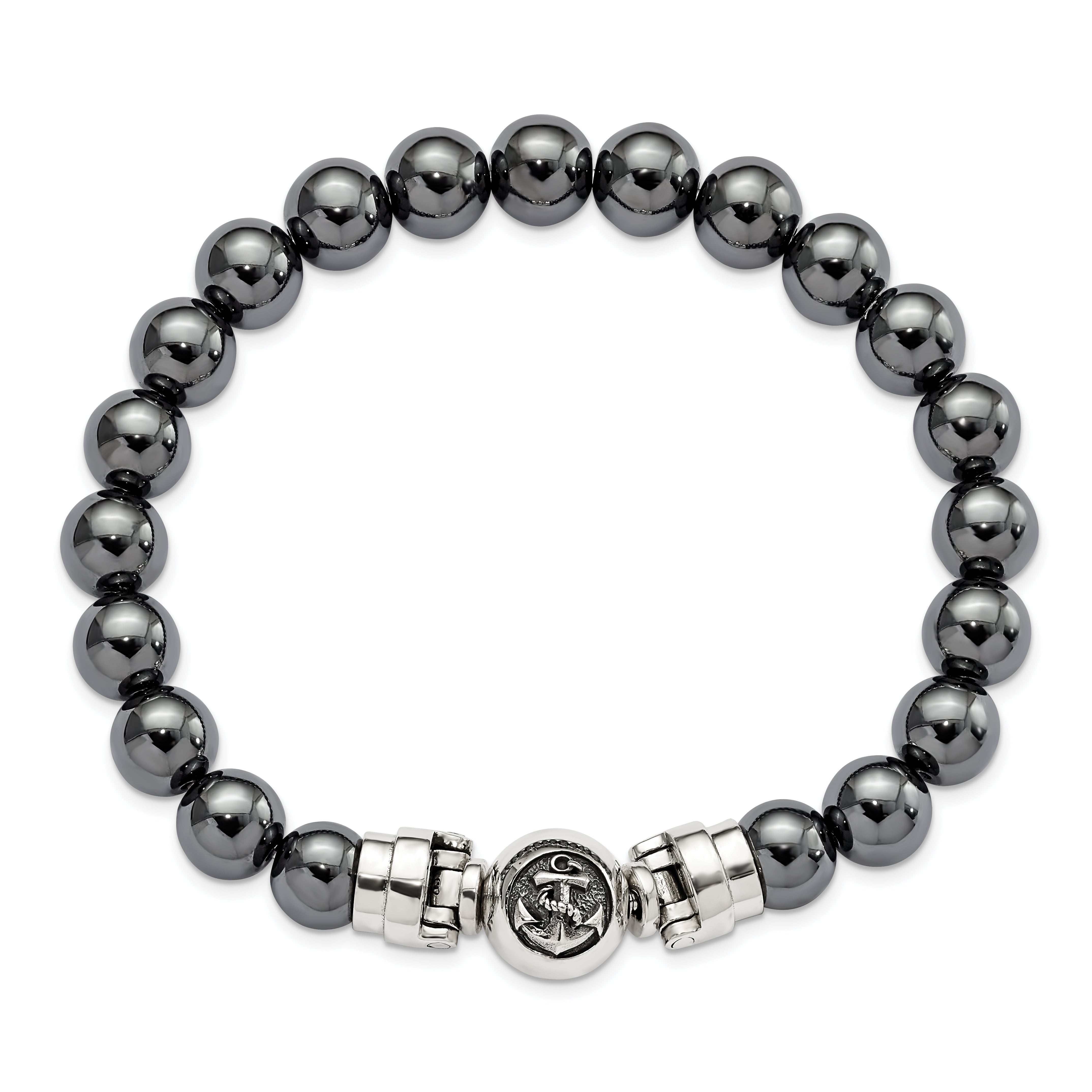 Sterling Silver Reflections 10mm Hematite Beaded 8.5in Bracelet/Bead not included, sold seperately