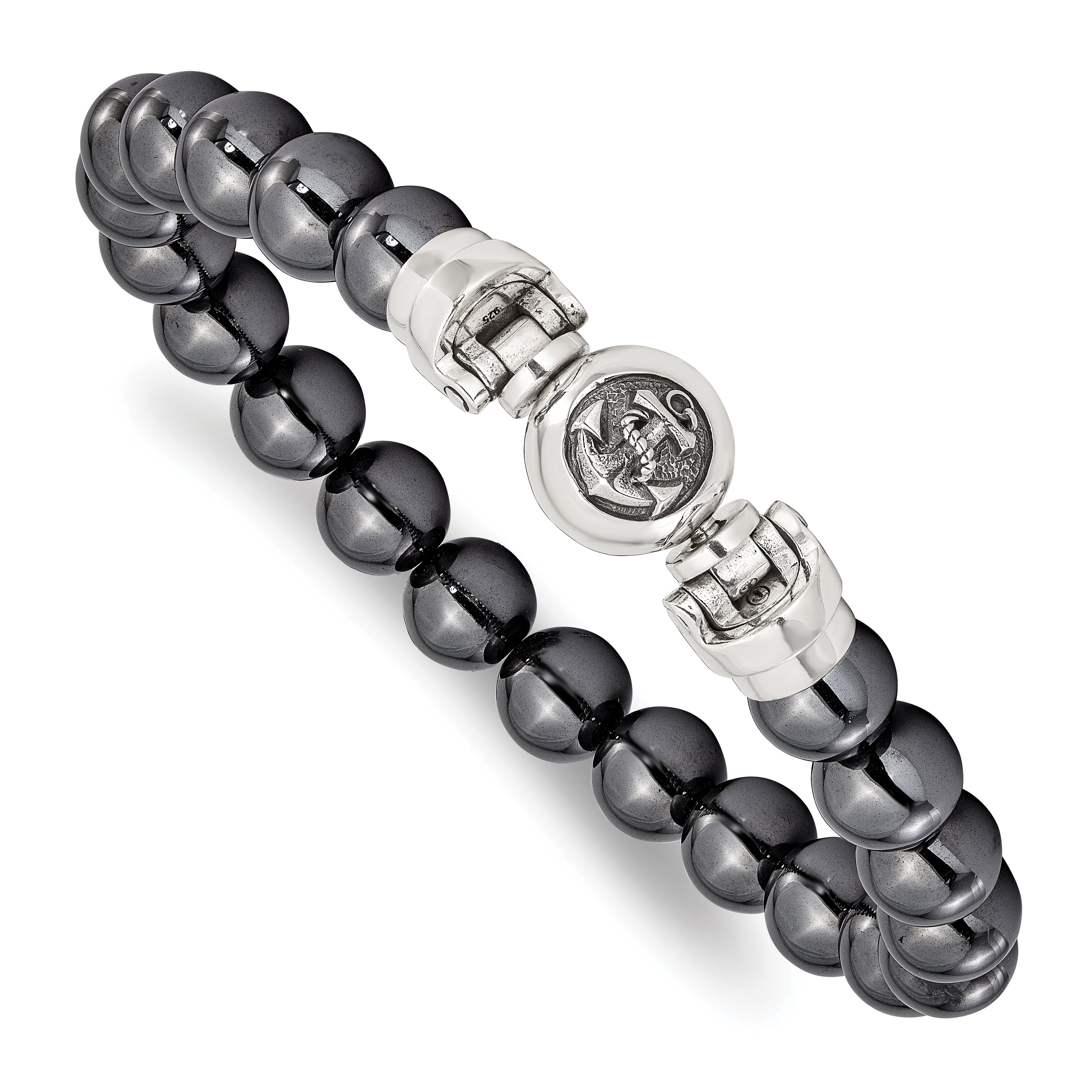 Sterling Silver Reflections 10mm Hematite Beaded 8.5in Bracelet/Bead not included, sold seperately