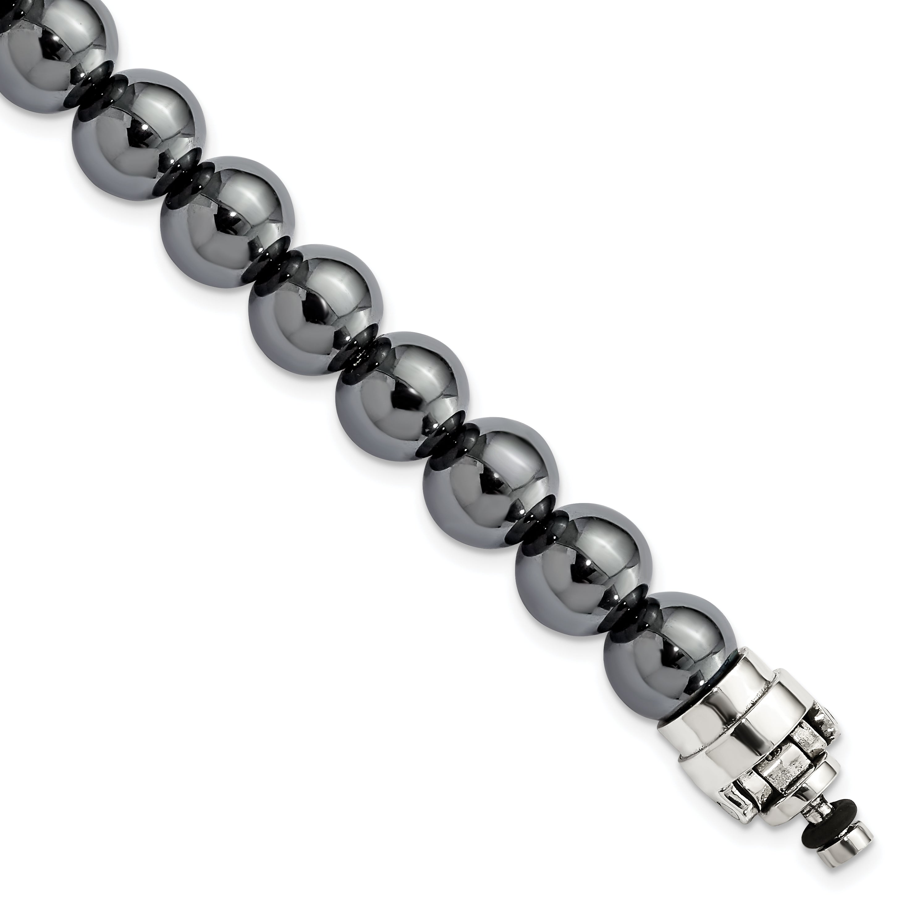 Sterling Silver Reflections 10mm Hematite Beaded 8in Bracelet/Bead not included, sold seperately Secondary image