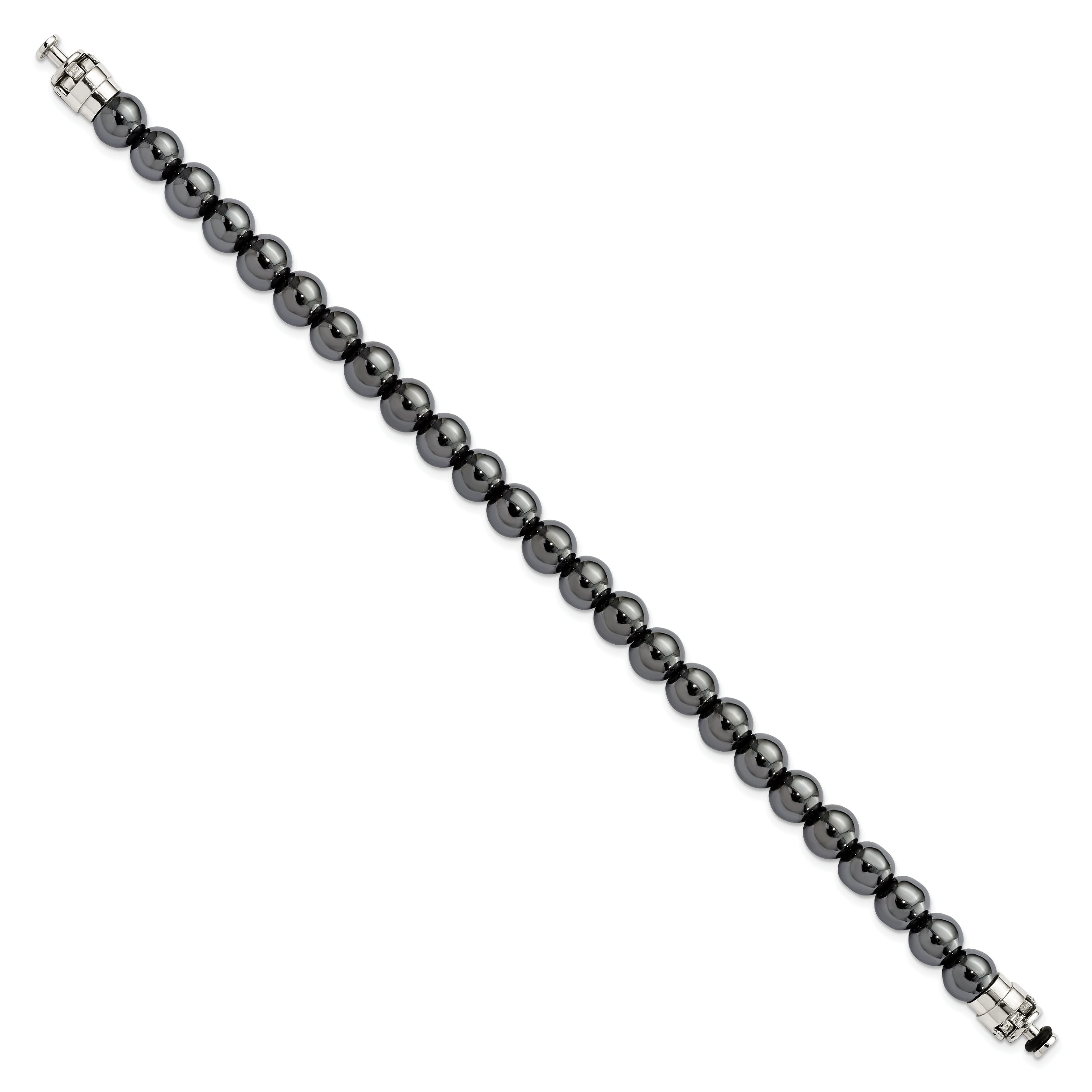 Sterling Silver Reflections 8mm Hematite Beaded 8.5in Bracelet/Bead not included, sold seperately